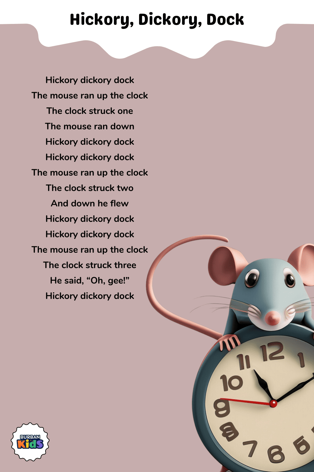 Hickory, Dickory, Dock Preschool Songs with lyrics
