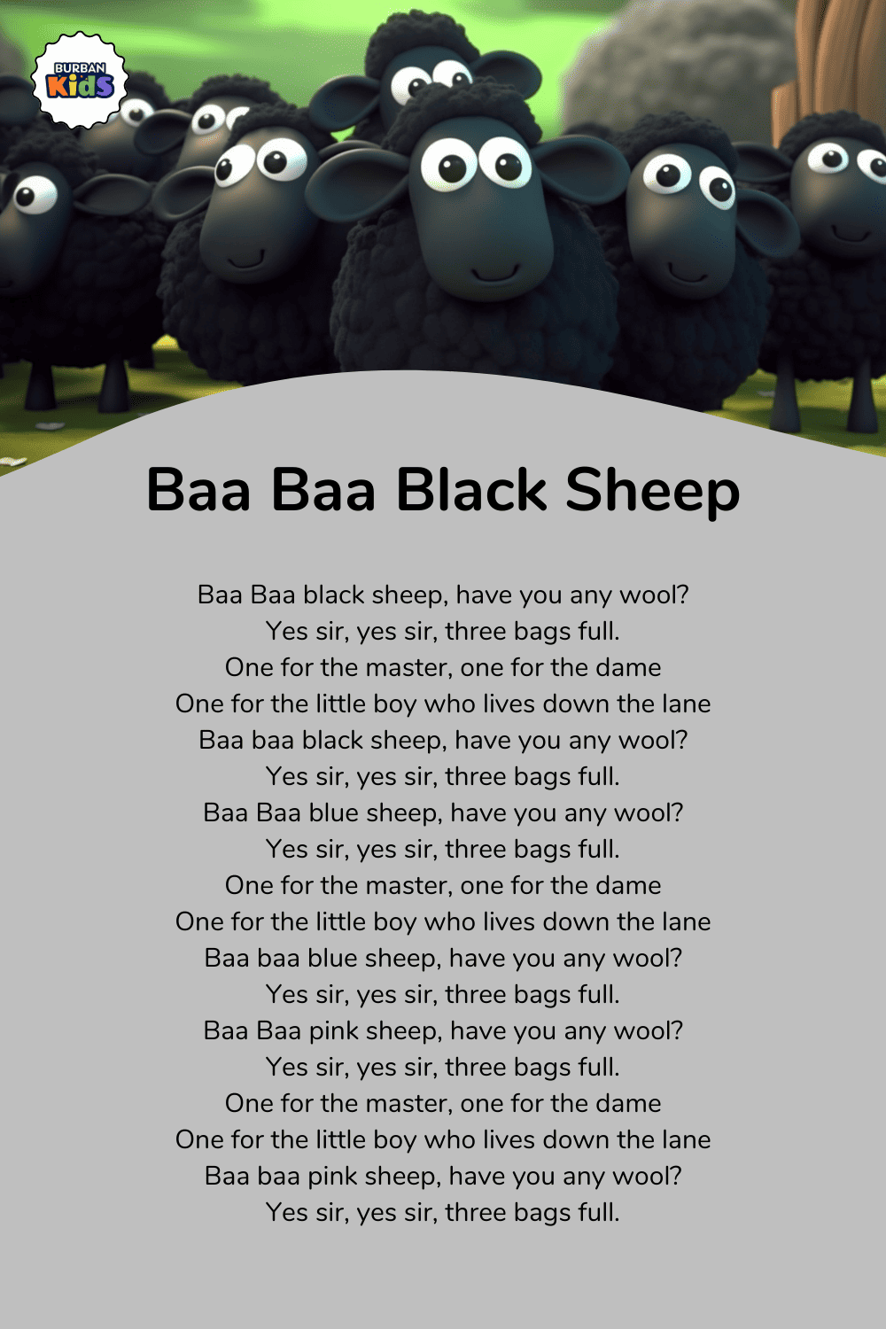 Baa Baa Black Sheep Song for Preschool