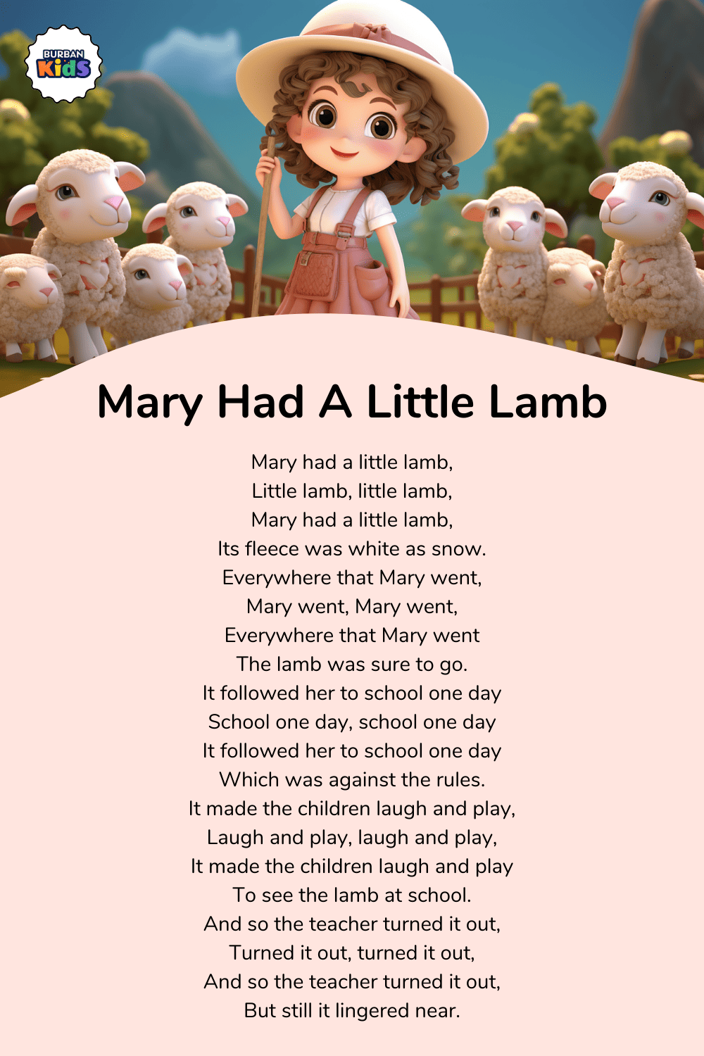 Mary Had A Little Lamb Song for Preschool