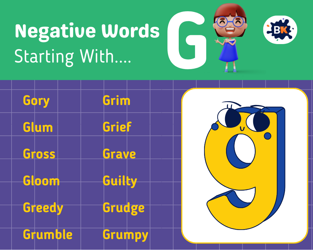 Negative Words Starting with G