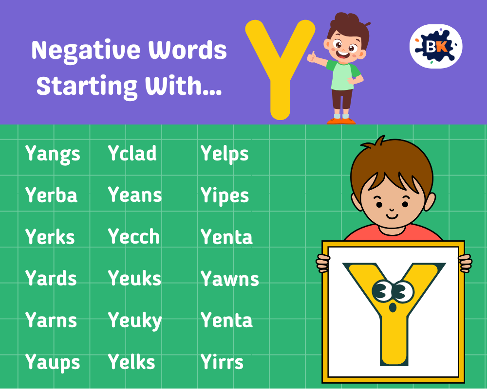Negative Words Starting with Y