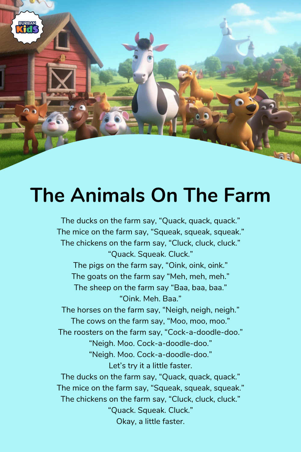 The Animals On The Farm Song for Preschool
