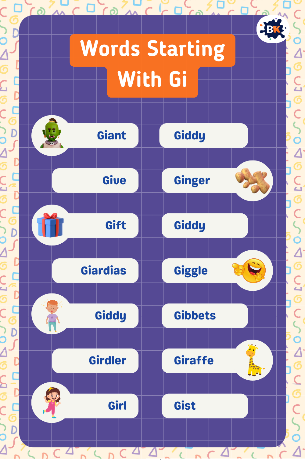 Words Starting with Gi
