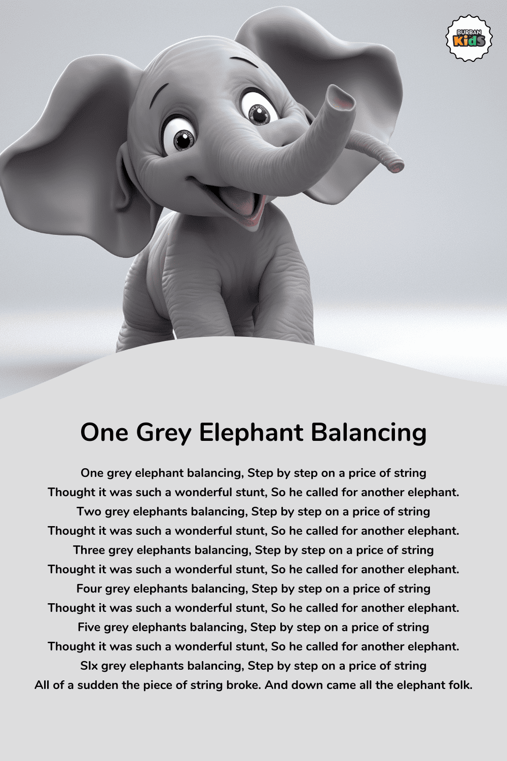 One Grey Elephant Balancing Rhyme for Kids
