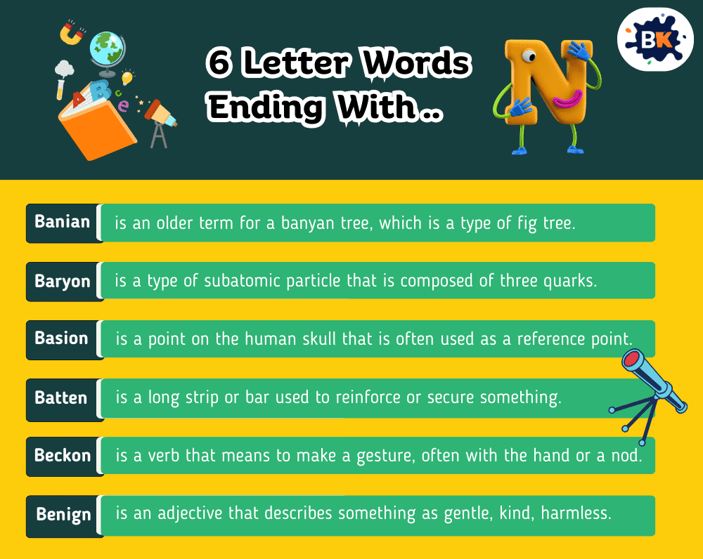 Amusing 6 Letter Words Ending With N For Kids Amusing 6 Letter Words Ending With N For Kids