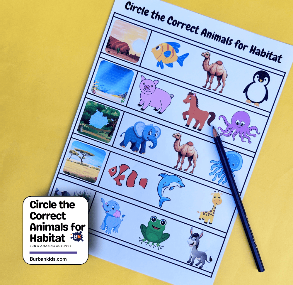 Circle the Correct Animals for Habitat Activity