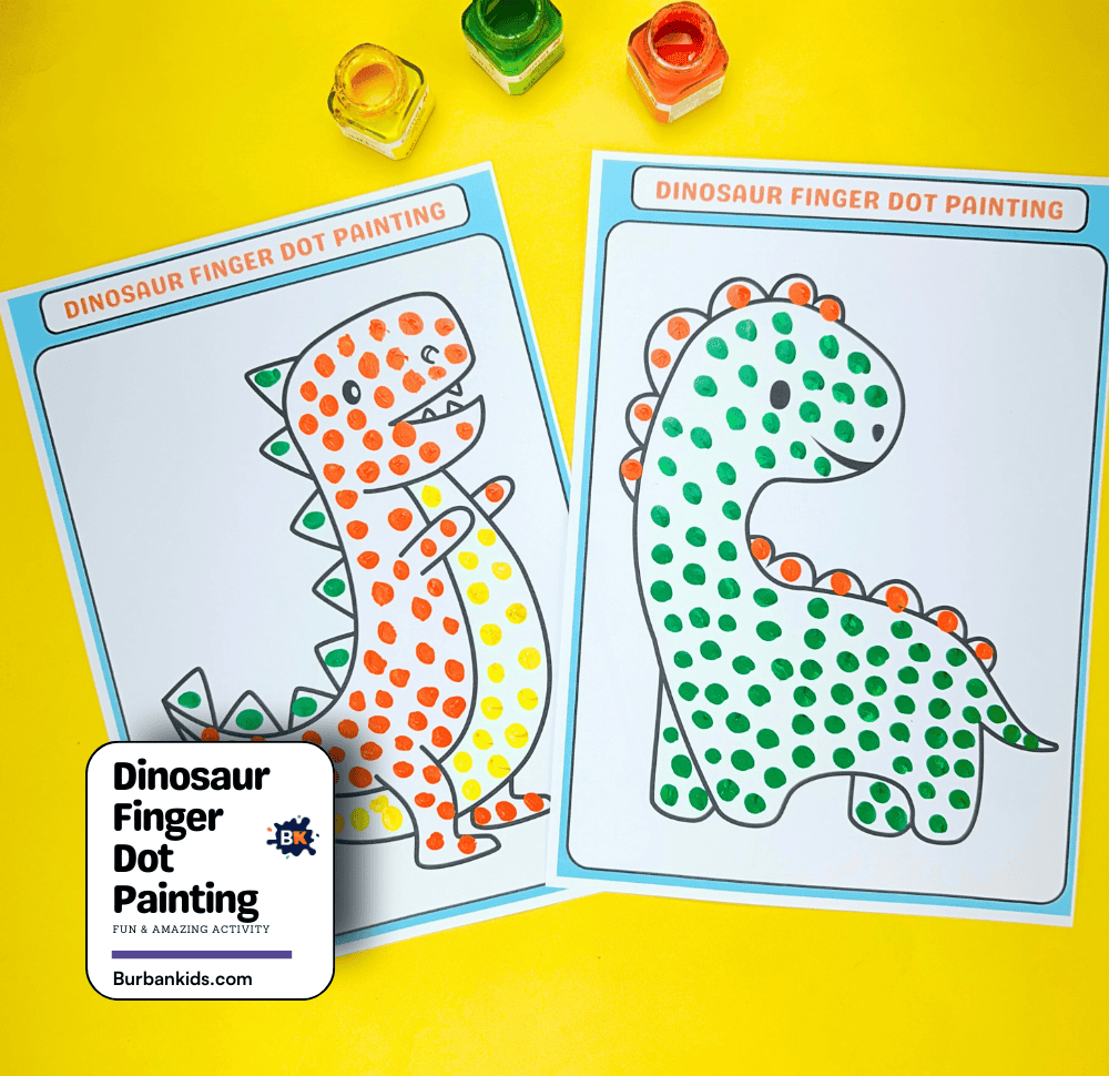 Dinosaur Finger Dot Painting Activity