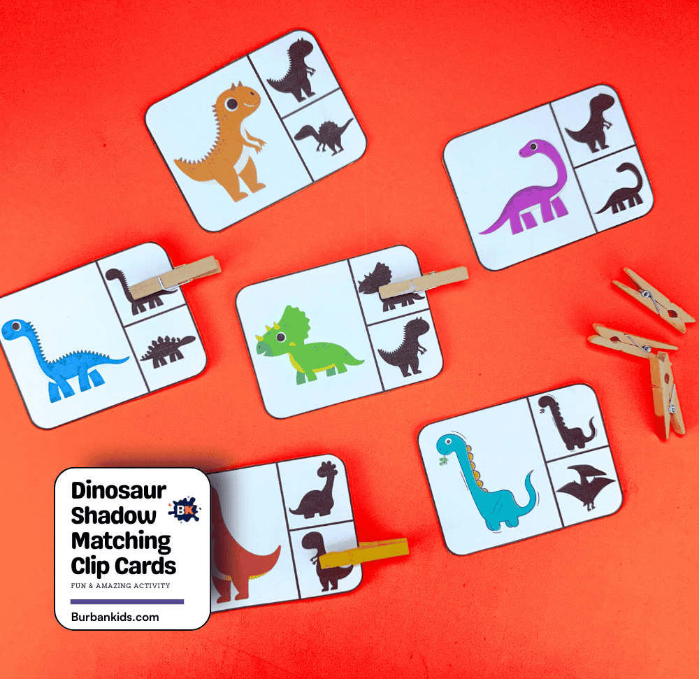 Dinosaur Shadow Matching Clip Cards