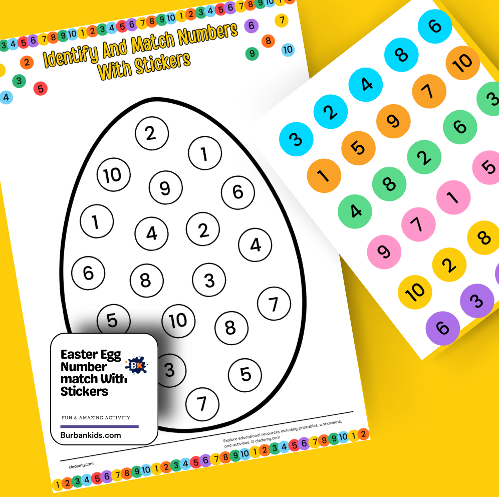 Easter Egg Number match With Stickers Easter Egg Number match With Stickers