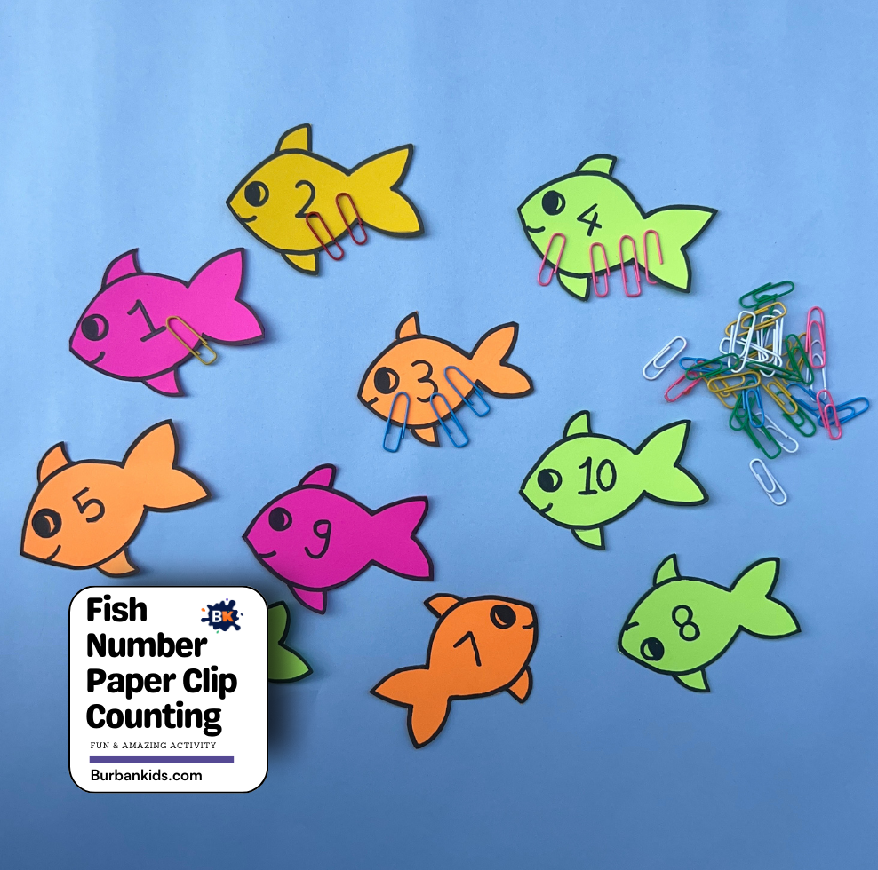 Fish Number Paper Clip Counting Fish Number Clip Counting