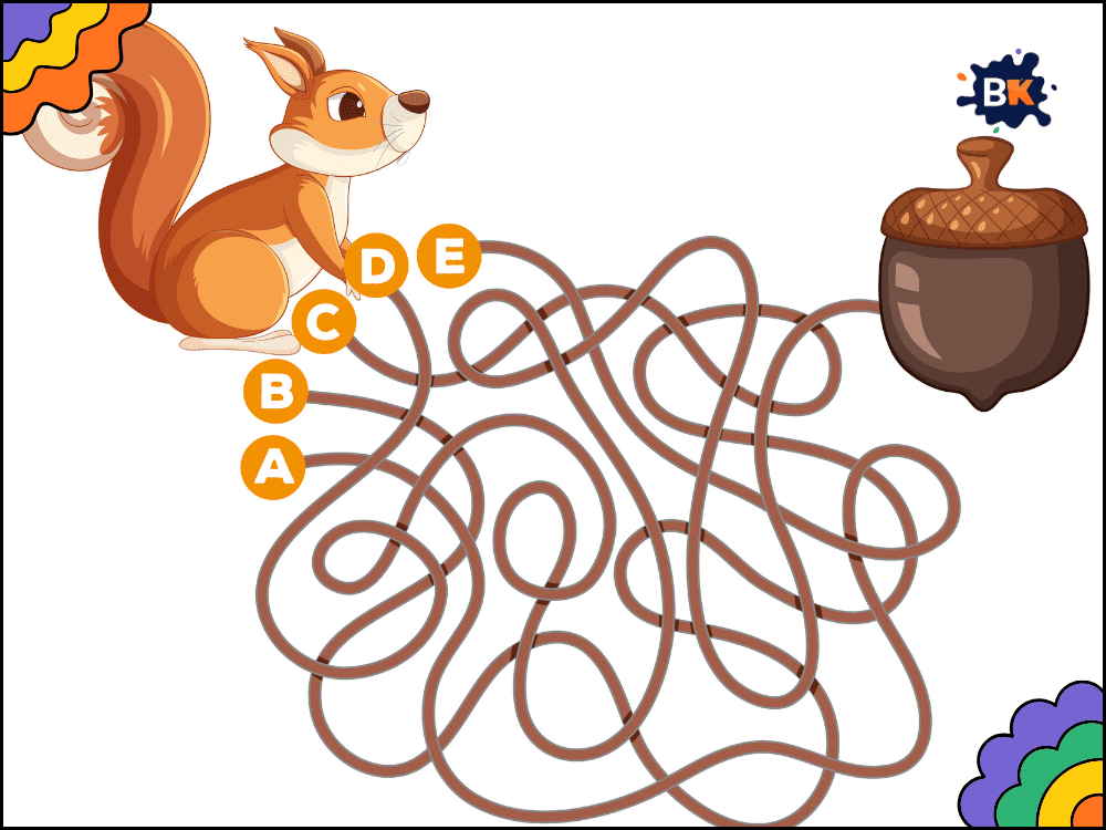 Funny Squirrel Maze Puzzle Activity for Kids Funny Squirrel Maze Puzzle Activity for Kids