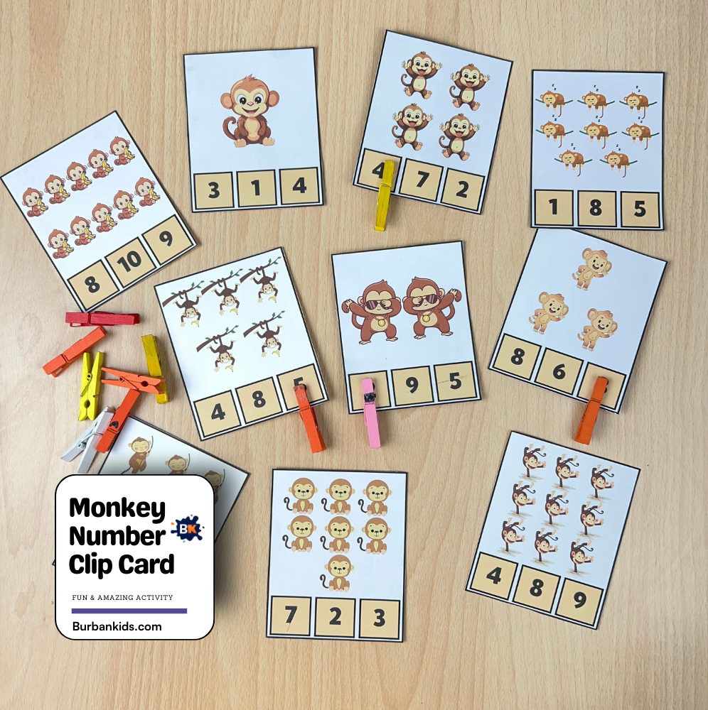 Monkey Number Clip Card Monkey Number Clip Card