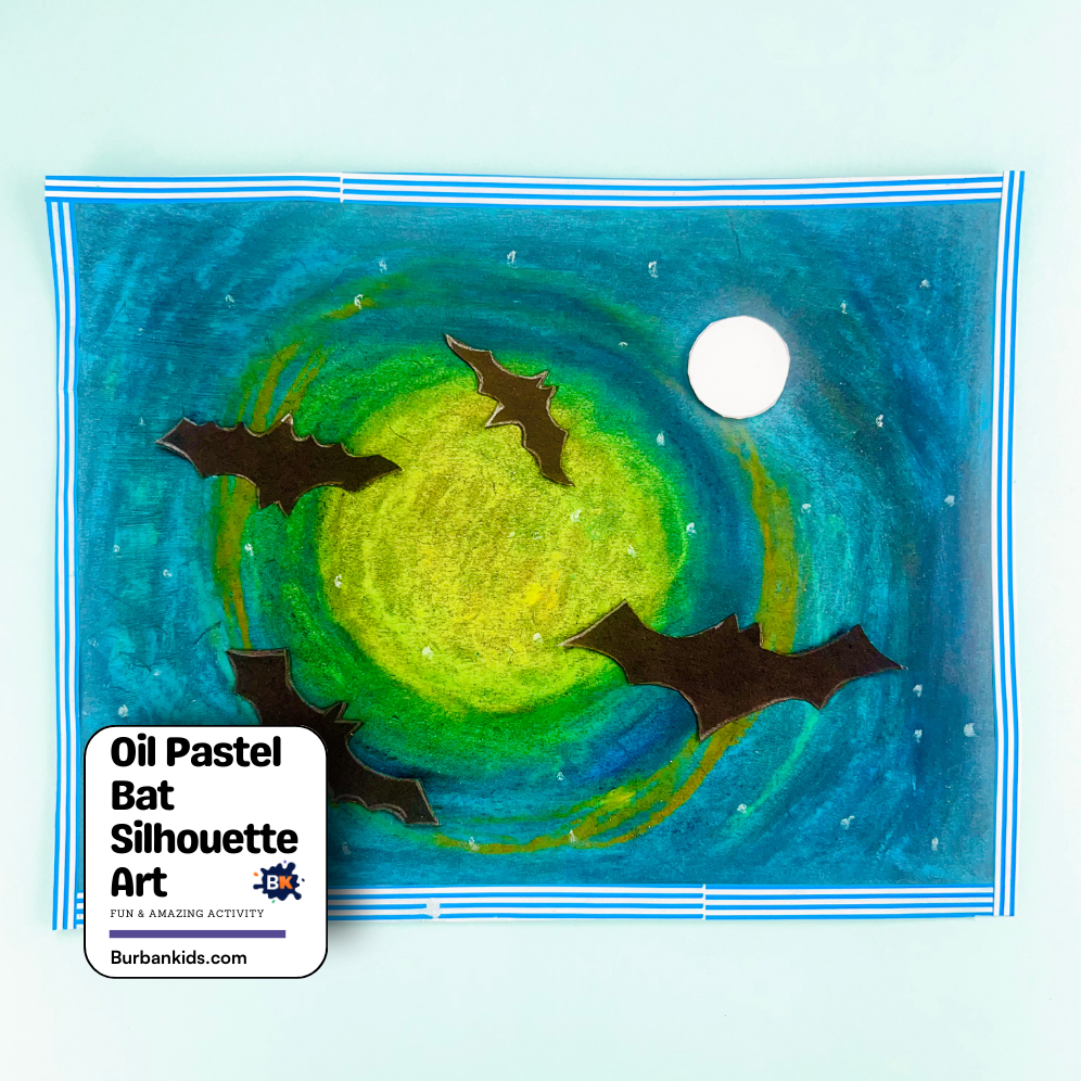 Oil Pastel Bat Silhouette Art Oil Pastel Bat Silhouette Art