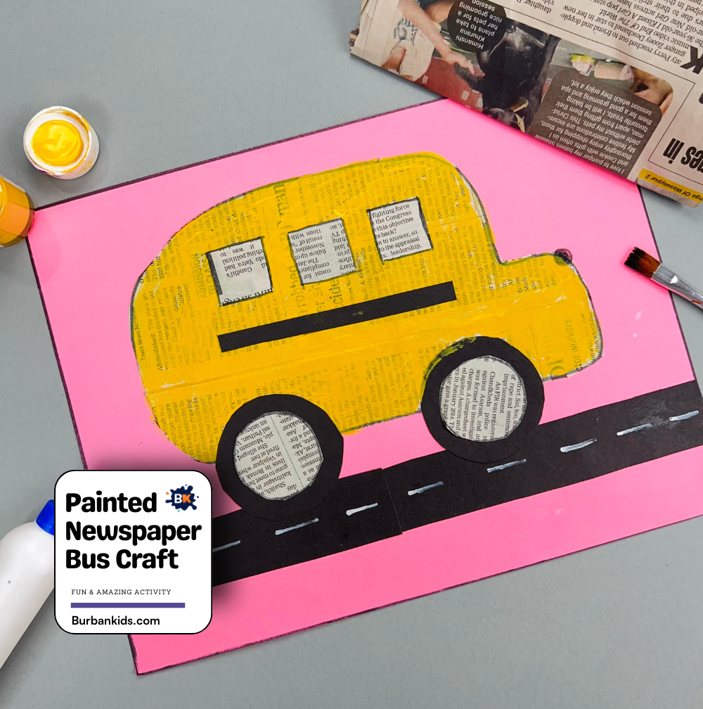 Painted Newspaper Bus Craft Painted Newspaper Bus Craft