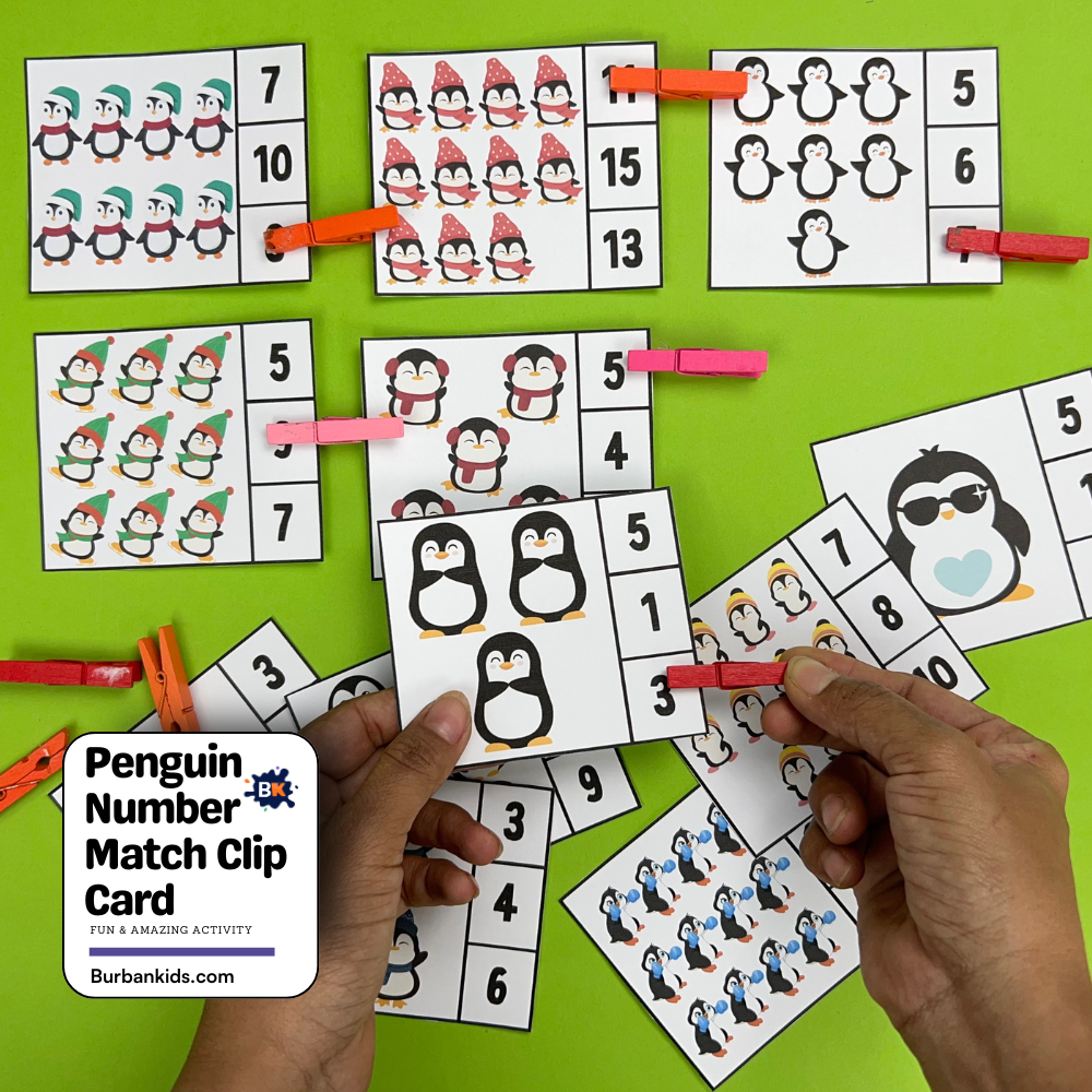 Penguin Number Match Clip Card Penguin Number Match Clip Card