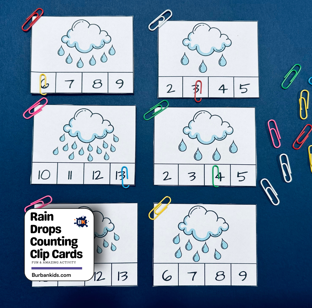 Rain Drops Counting Clip Cards Rain Drops Counting Clip Cards