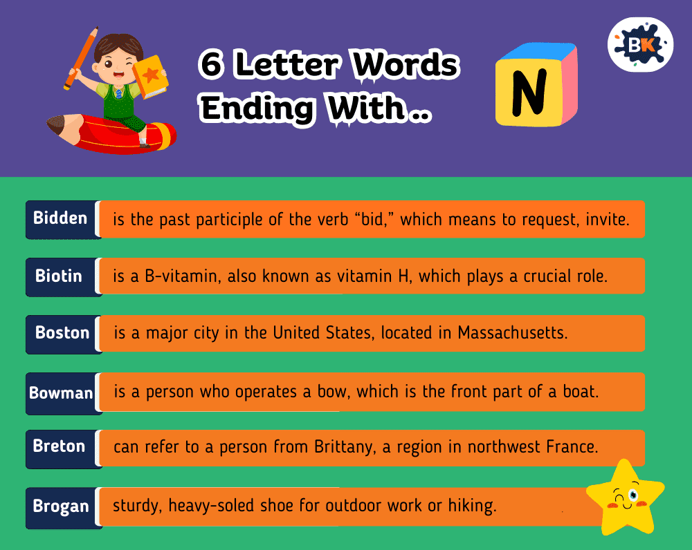 Relevant 6 Letter Words Ending With N For Kids Relevant 6 Letter Words Ending With N For Kids