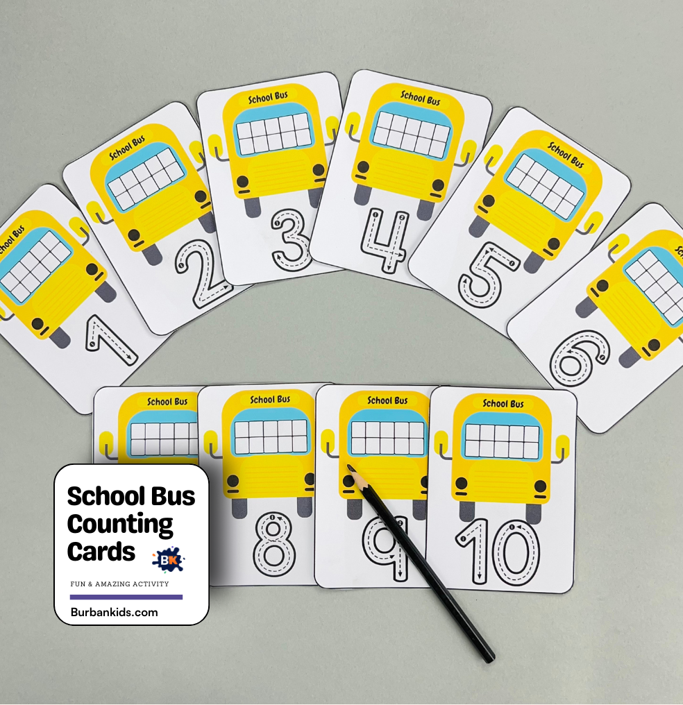 School Bus Counting Cards School Bus Counting Cards