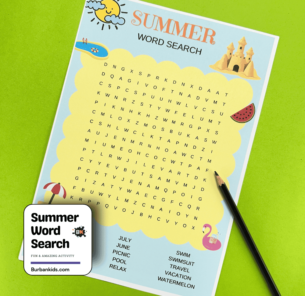 Summer Word Search Activity
