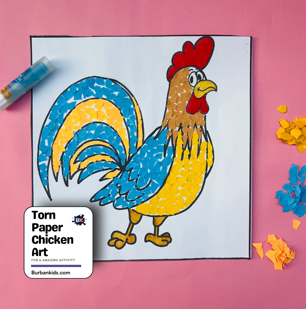 Torn Paper Chicken Art Torn Paper Chicken Art