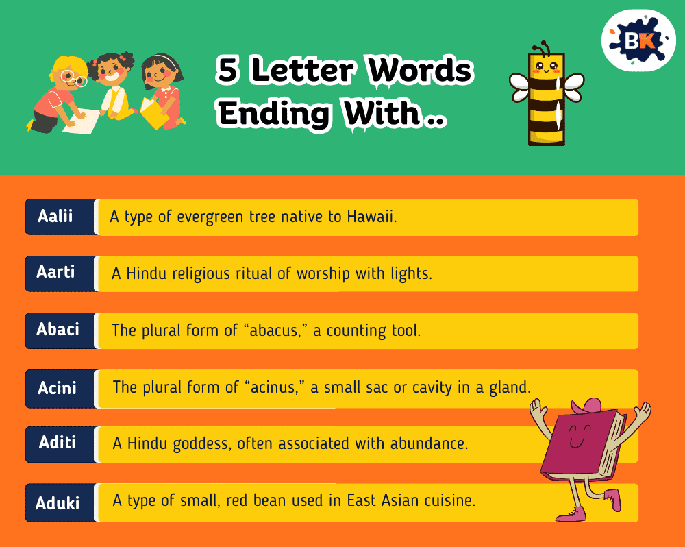 Amazing 5 Letter Words Ending With I For Kids Amazing 5 Letter Words Ending With I For Kids