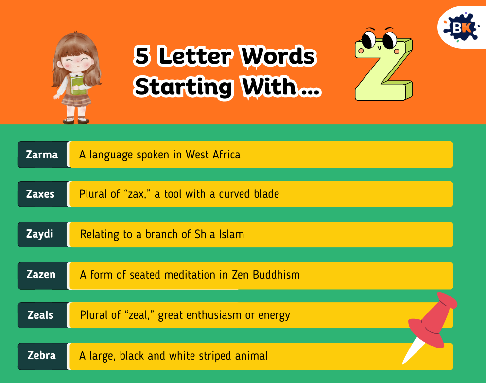 Amazing 5 Letter Words Starting With Z For Kids Amazing 5 Letter Words Starting With Z For Kids