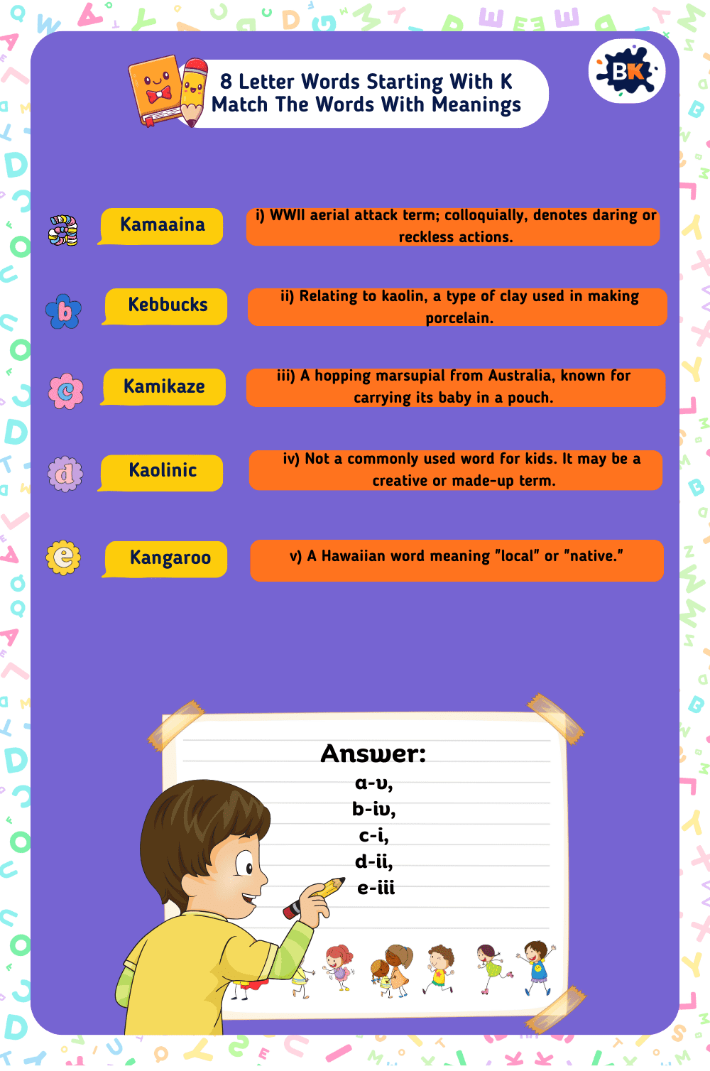 Amazing Word Matching Activity For Kids Amazing Word Matching Activity For Kids