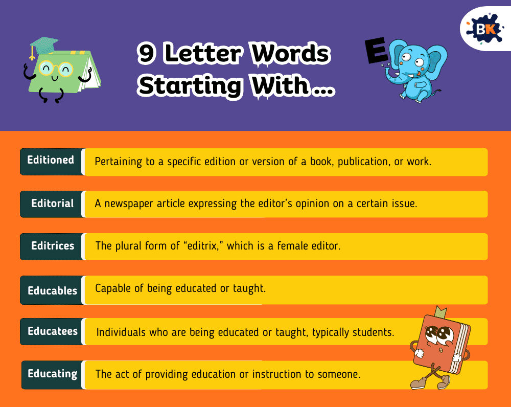Amusing 9 Letter Words Starting With E For Kids Amusing 9 Letter Words Starting With E For Kids