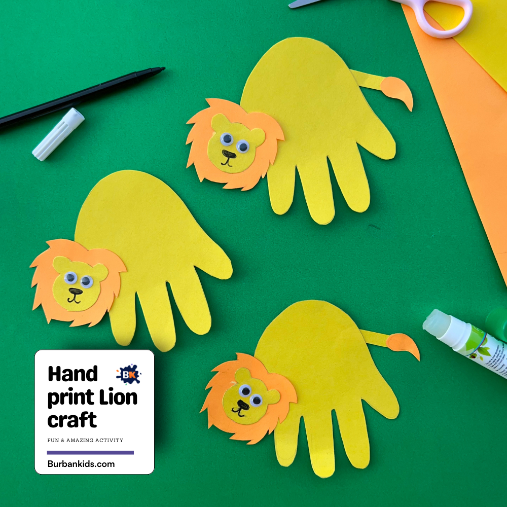 Hand print lion craft Hand print lion craft