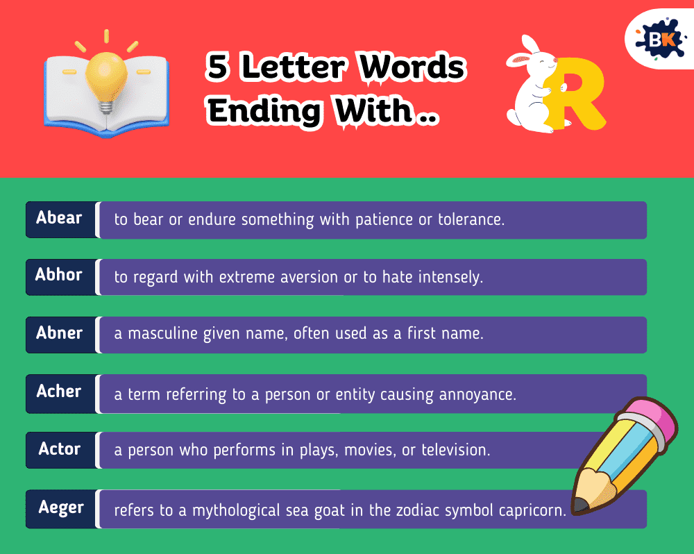 Incredible 5 Letter Words Ending With R For Kids Incredible 5 Letter Words Ending With R For Kids