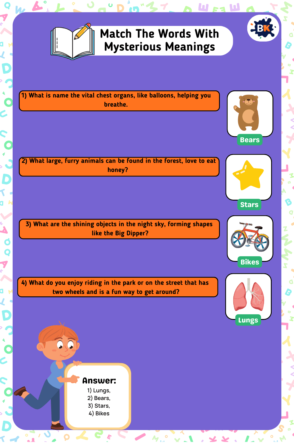 Amazing Word Matching Activity For Kids Amazing Word Matching Activity For Kids