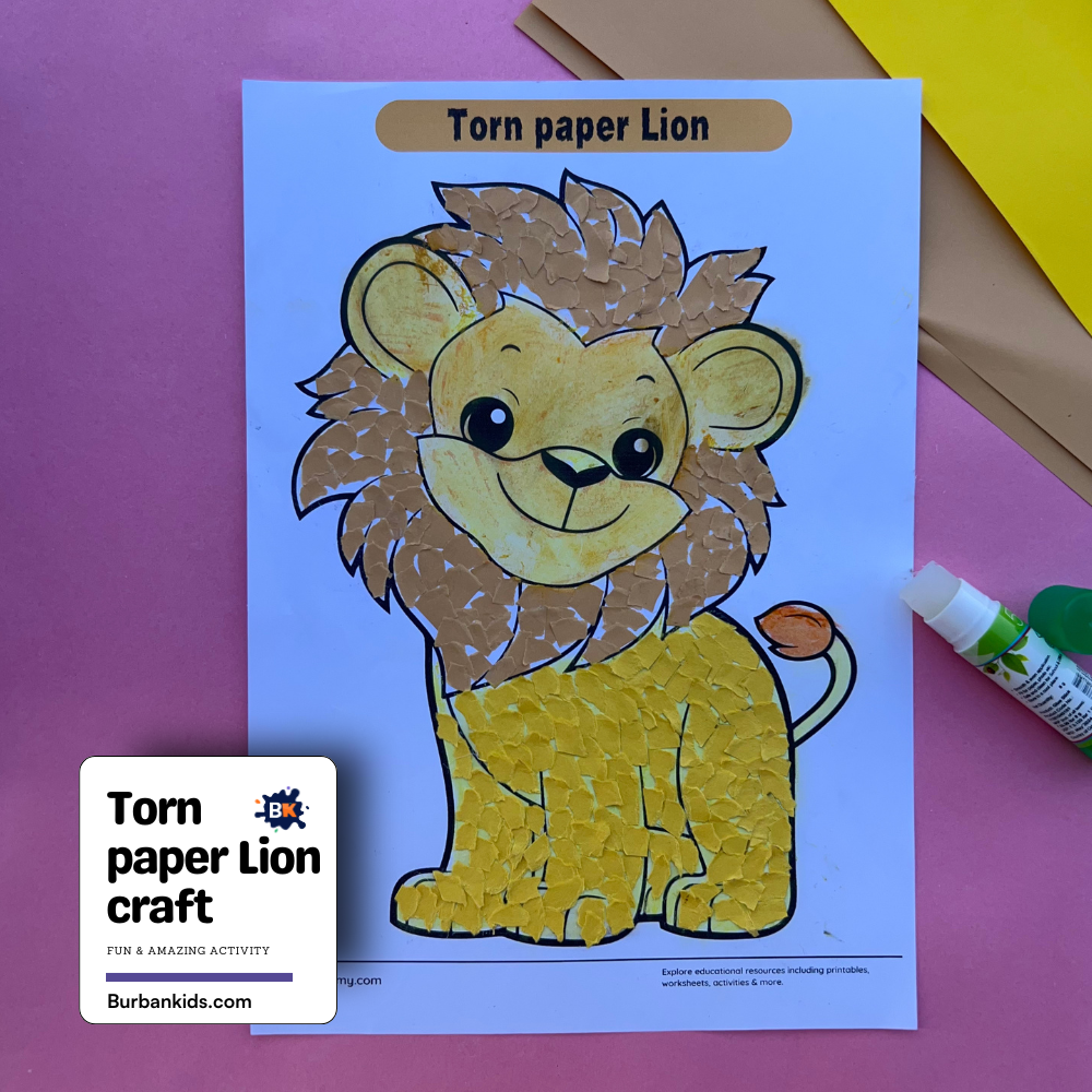 Torn paper Lion craft Torn Paper Lion Craft