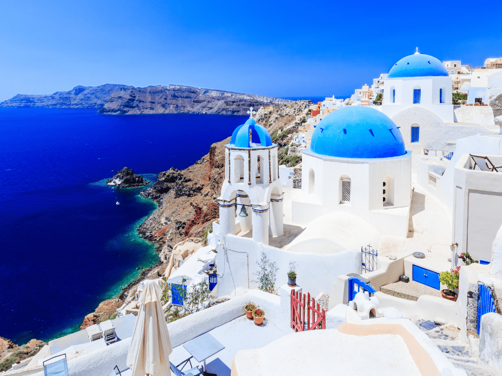 Windows, doors, and roofs are painted blue in Greece Windows, doors, and roofs are painted blue in Greece
