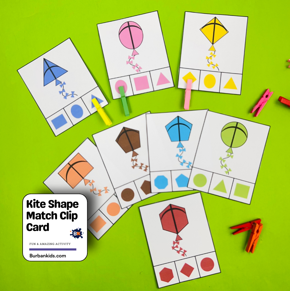 Kite Shape Match Clip Card Kite Shape Match Clip Card