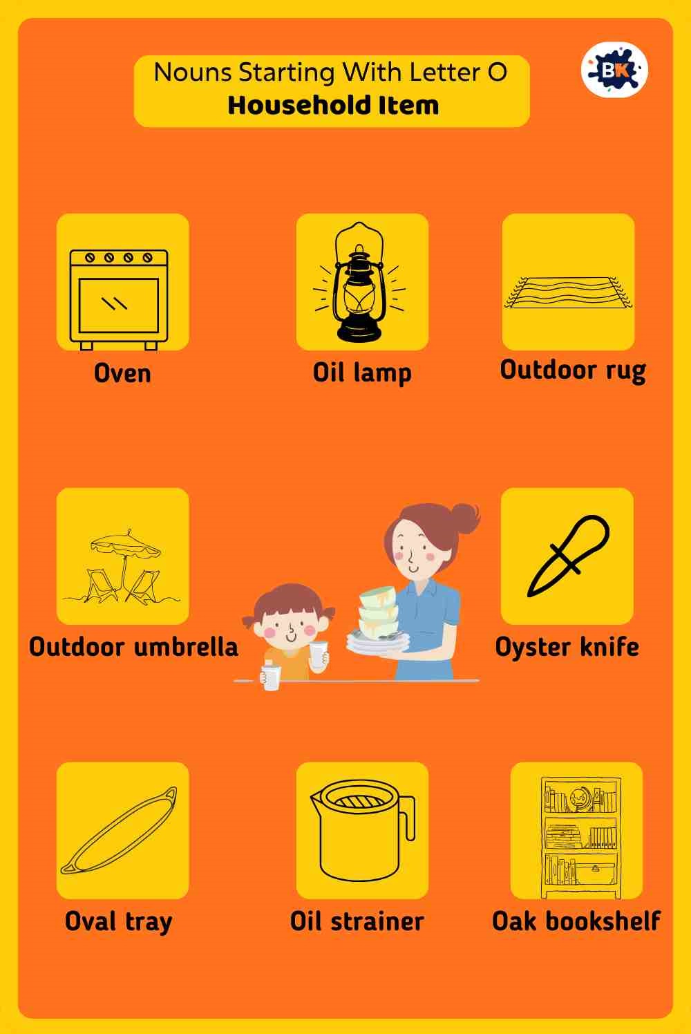 Nouns Starting With Letter O- Household Items For Kids Nouns Starting With Letter O- Household Items For Kids