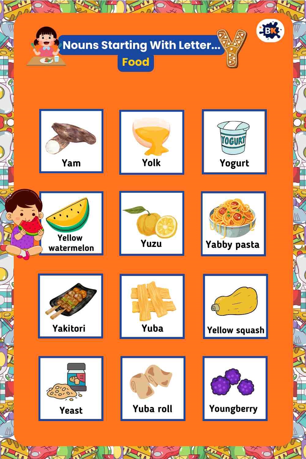 Nouns Starting With Letter Y- Food For Kids Nouns Starting With Letter Y- Food For Kids