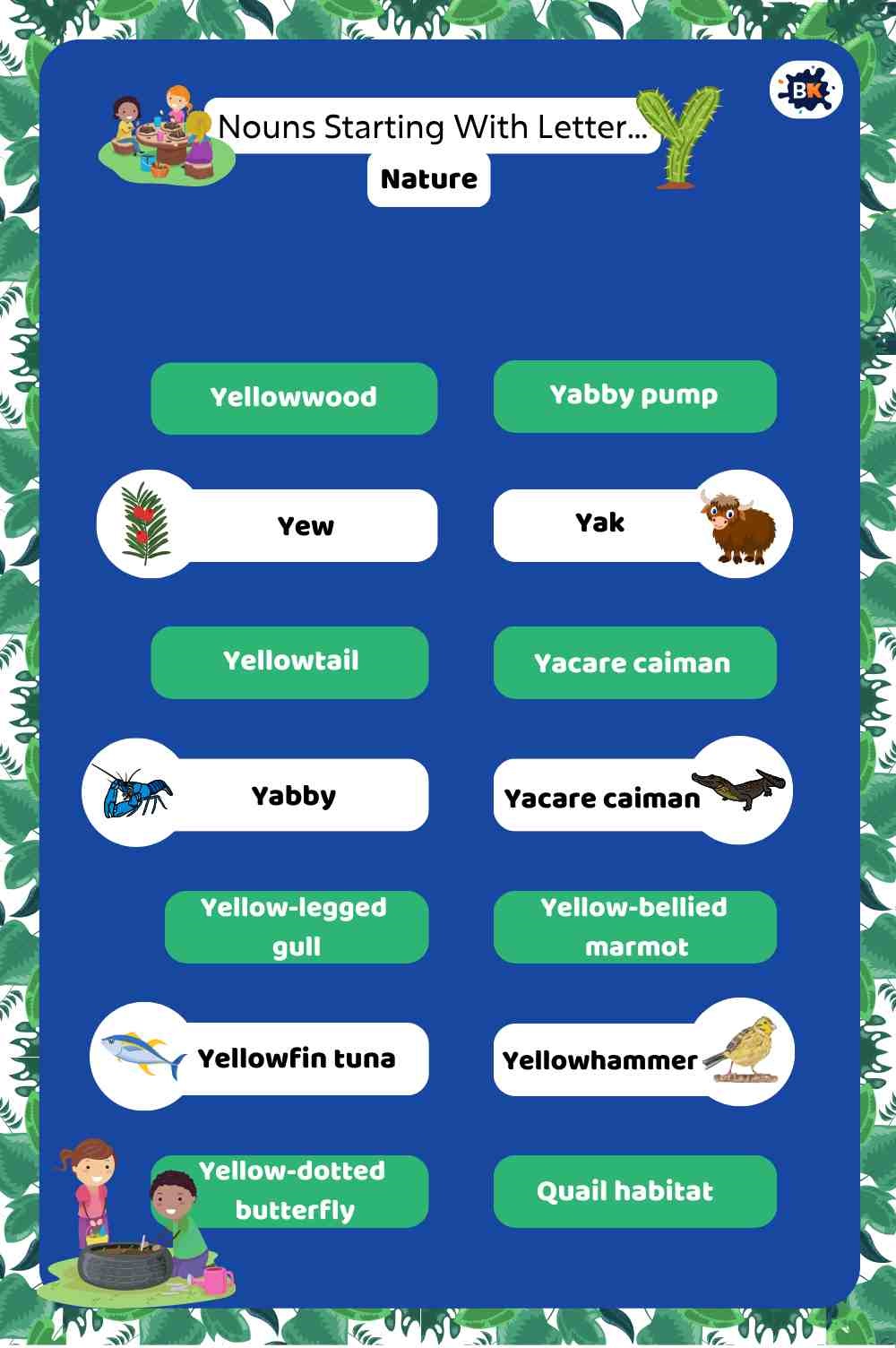 Nouns Starting With Letter Y- Nature For Kids Nouns Starting With Letter Y- Nature For Kids