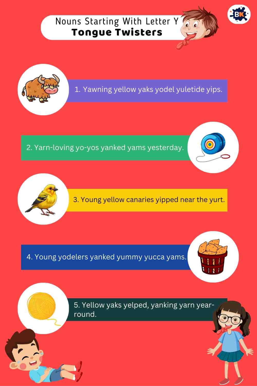 Nouns Starting With Letter Y- Tongue Twisters For Kids Nouns Starting With Letter Y- Tongue Twisters For Kids