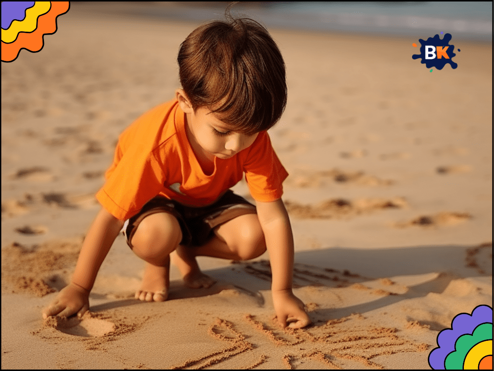 Kids Writing Words In Sand Kids Writing Words In Sand