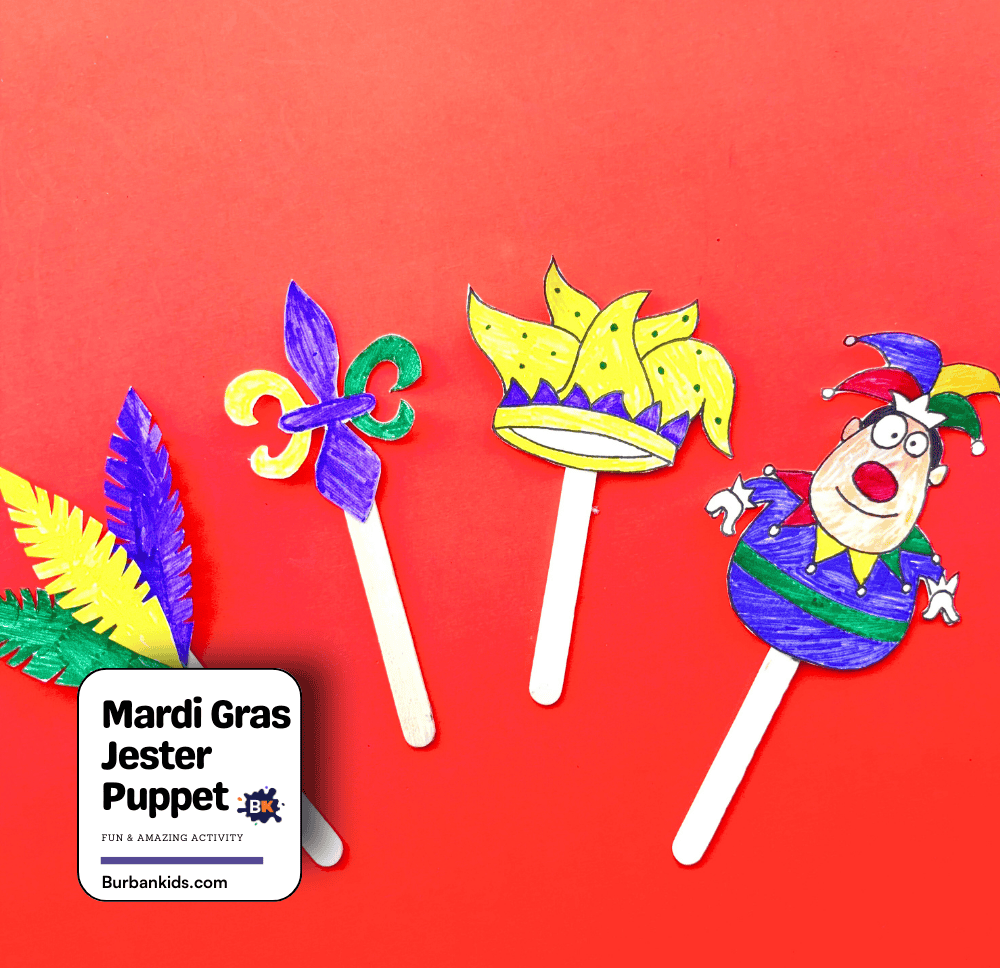 Mardi Gras Jester Puppet Activity