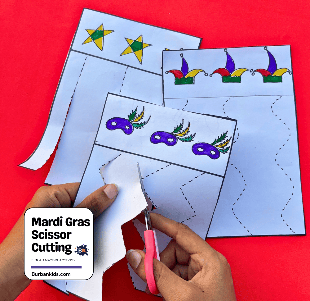 Mardi Gras Scissor Cutting Activity