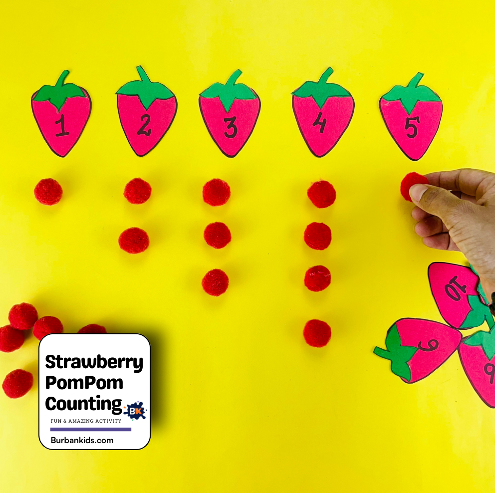 Strawberry PomPom Counting Strawberry PomPom Counting