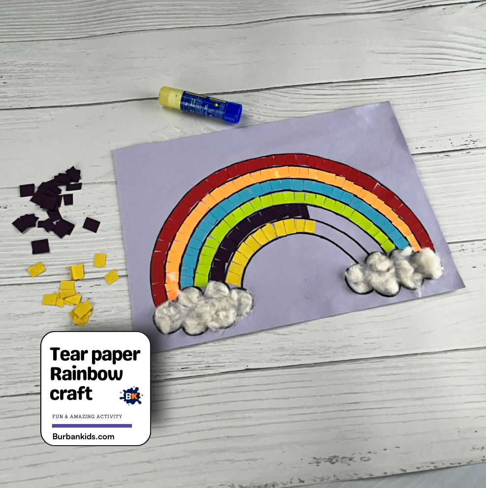 Tear paper Rainbow craft Tear paper Rainbow craft