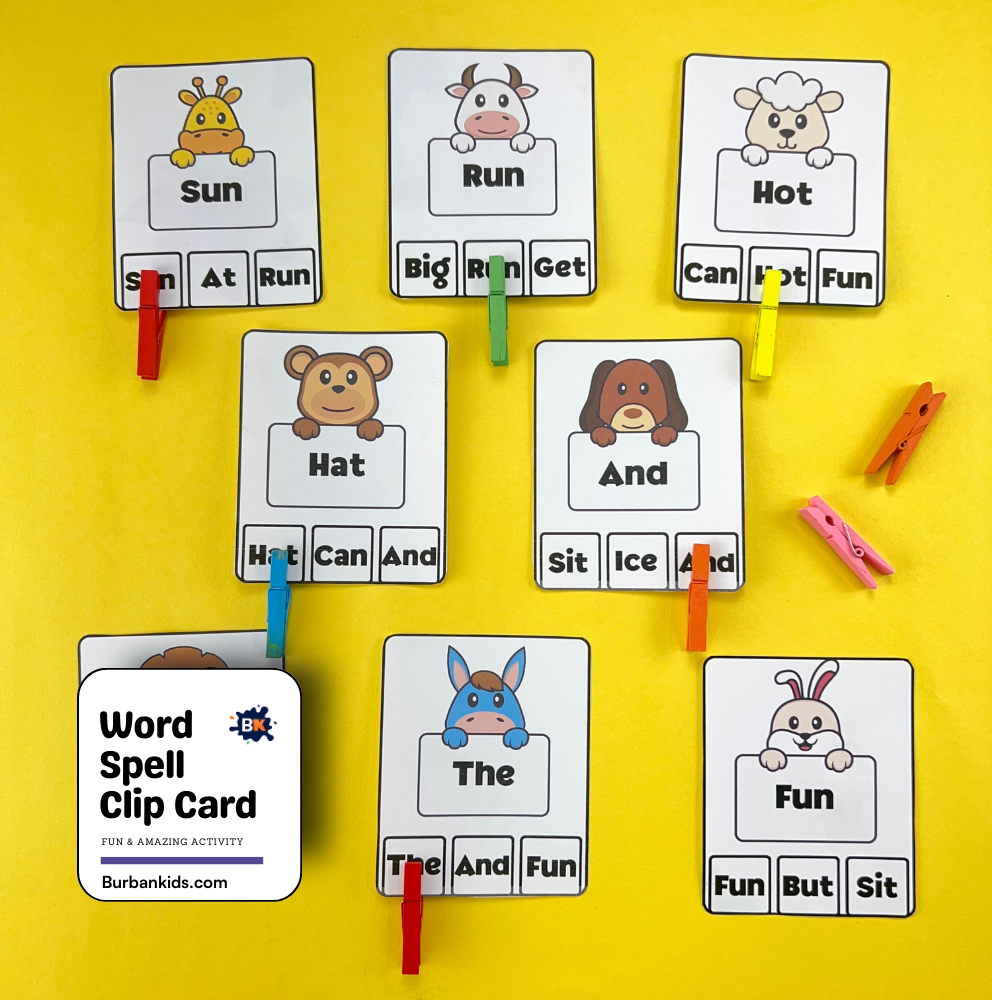 Word Spell Clip Card Word Spell Clip Card