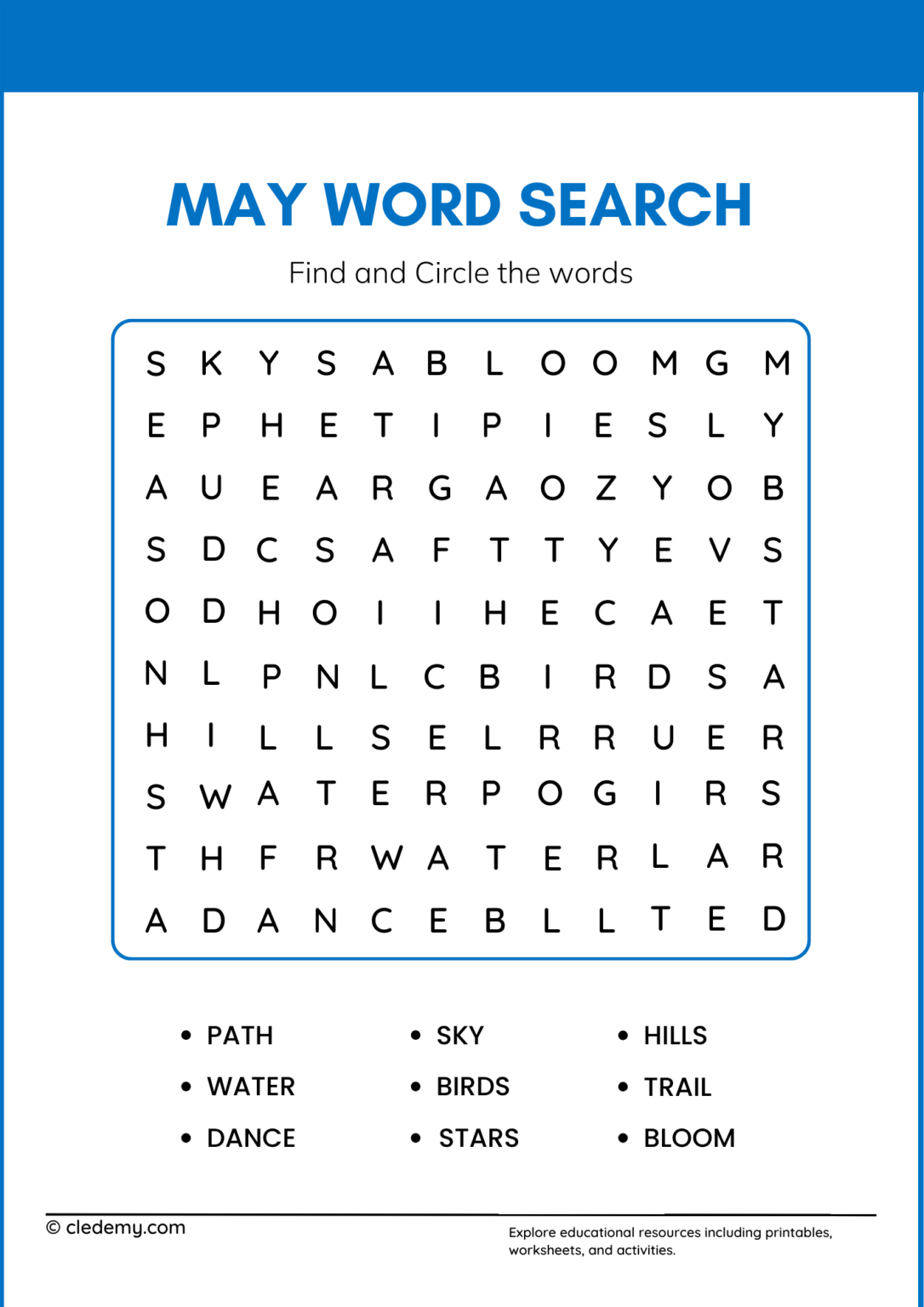 12+ Free May Word Search Printable for Kids!