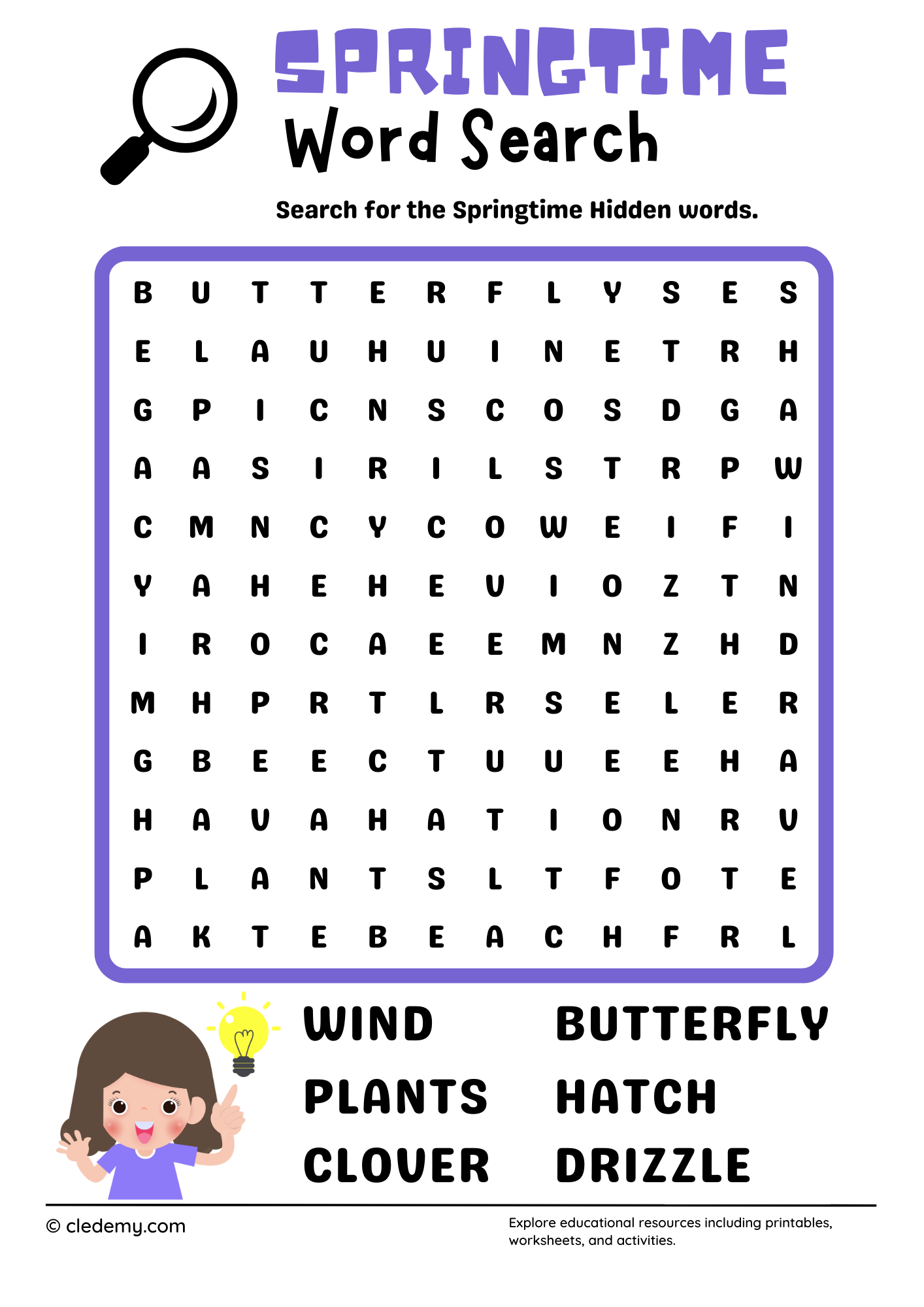 Hard Springtime Word Search Hard Springtime Word Search