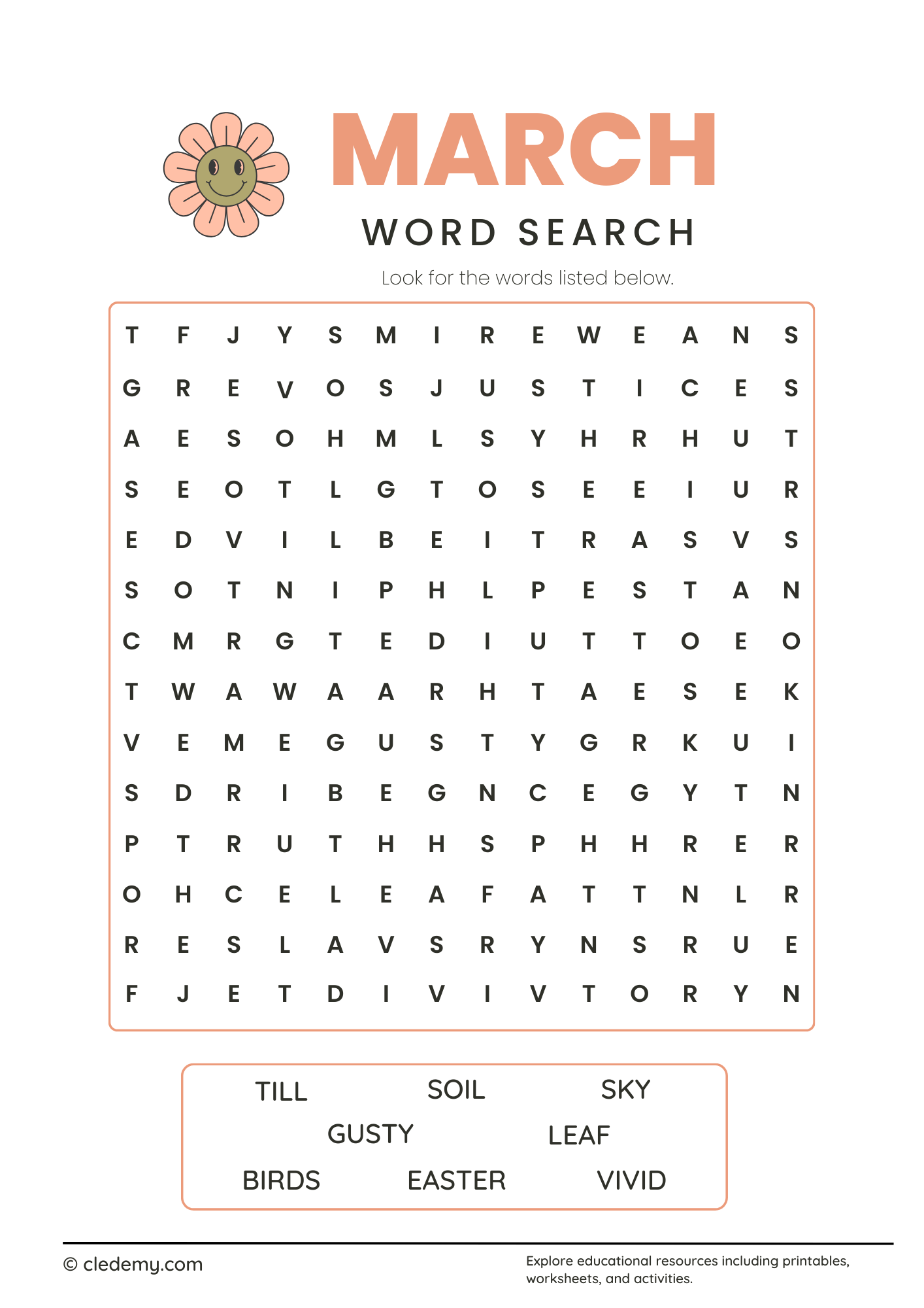 March Word Search For Teenagers March Word Search For Teenagers