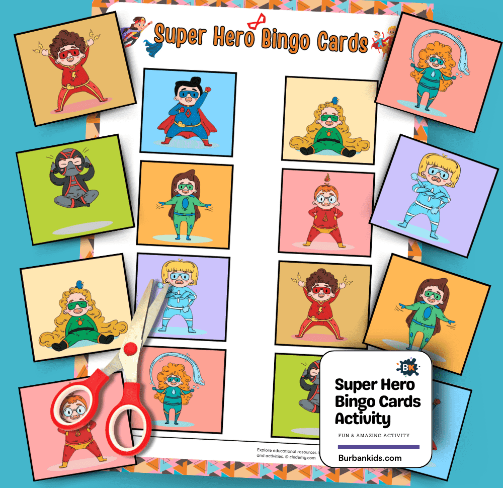 Super Hero Bingo Cards Activity
