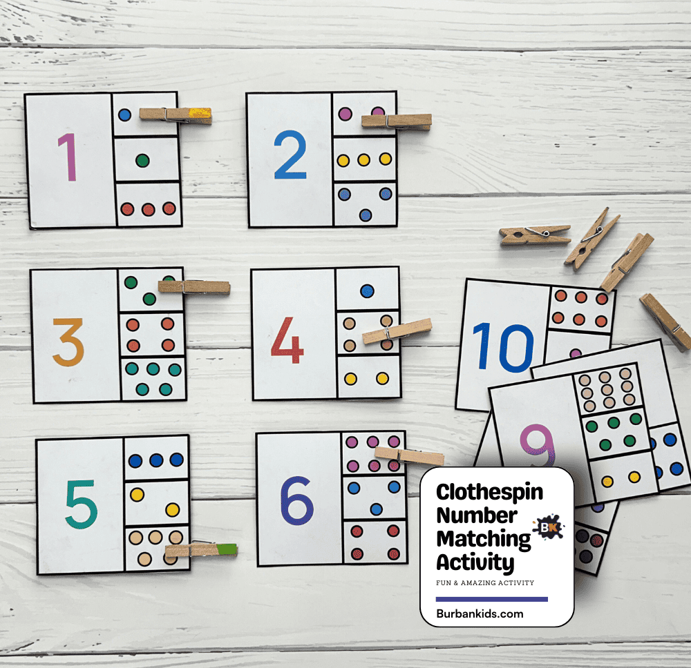 Clothespin Number Matching Activity
