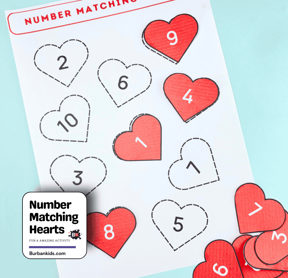 Number Matching Hearts
